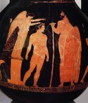 Pelike attica a figure rosse del pittore di Peleo: incoronazione dell'atleta vincitore