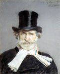 Ritratto di Giuseppe Verdi col cilindro