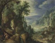 Paul Brill, San Girolamo in preghiera in un paesaggio roccioso