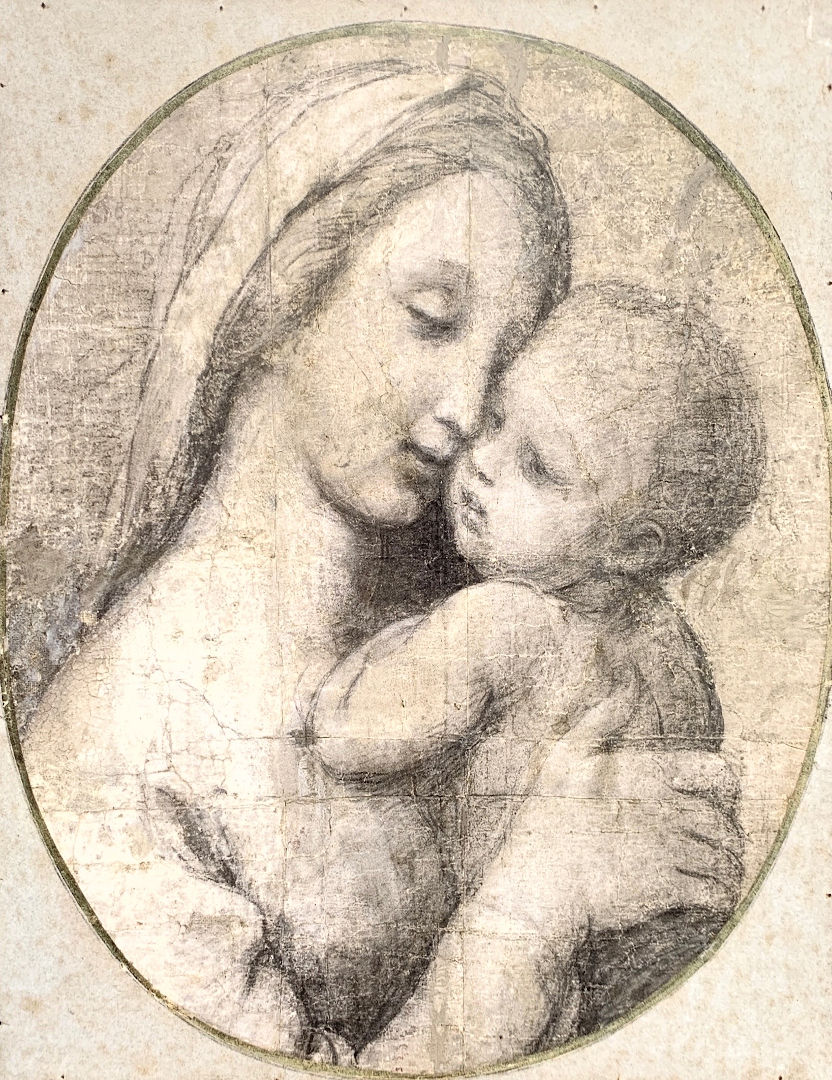 Fig. 16 - Raffaello, Cartone preparatorio della Madonna Tempi, frammento, 1507-08, Montpellier, Musée Fabere