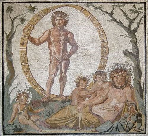 Fig. 2 - Mosaico Aìon e Lo Zodiaco, Sassoferrato, III secolo d. C, oggi Gliptoteca di Monaco di Baviera
