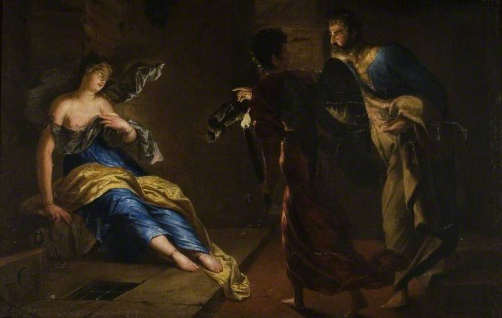 Fig. 4 - Gerrit van Honthorst (seguace di), Sant'Agata in carcere visitata da San Pietro, olio su tela, cm. 47 x 74, Lamport, Lamport Hall (1630-1640) (Foto cortesia Luigi Agus)