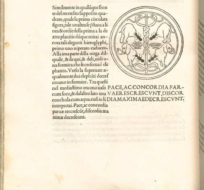 Fig. 14 - Xilografia n. 92 dell'Hypnerotomachia Poliphili, Venezia, Aldo Manuzio Sr., 1499
