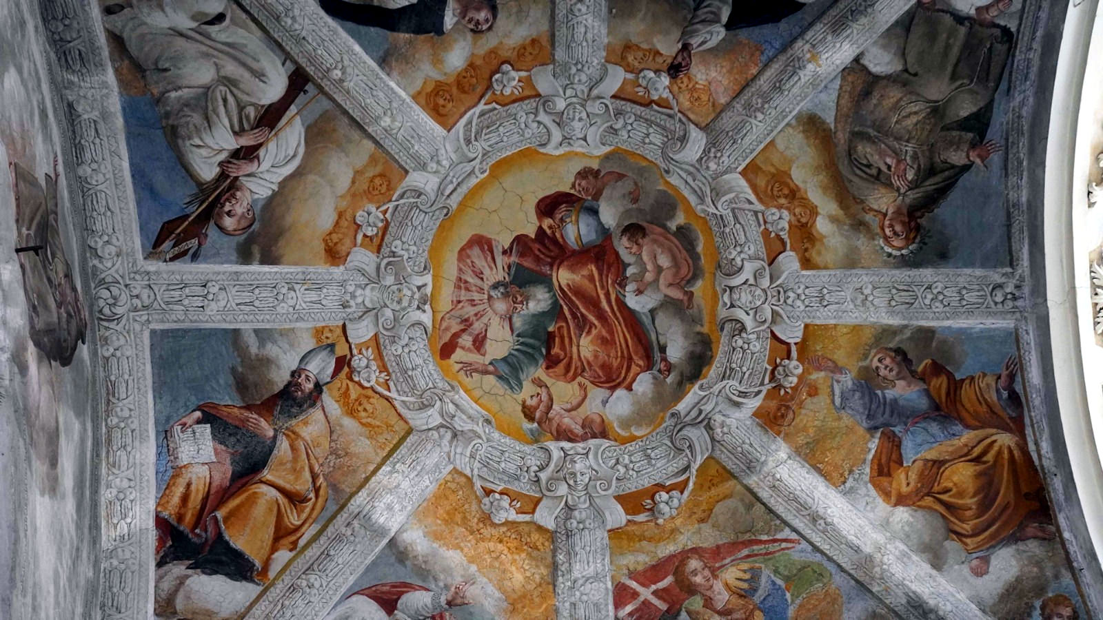 Fig. 9 – Giovanni Battista Colimodio, affreschi della volta, 1663 ca. Orsomarso, chiesa di San Giovanni Battista. (Foto cortesia Umberto Bruno Condemi)